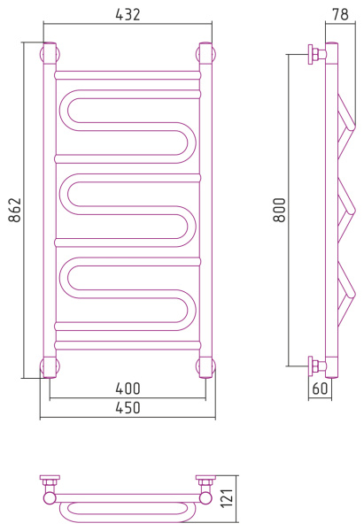 Полотенцесушитель Водяной Сунержа Элегия + (80х40) Матовый Черный 31-0205-8040 Полотенцесушитель Водяной Сунержа Элегия + (80х40) Матовый Черный 31-0205-8040