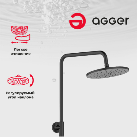 Душевая система Agger Thermo A2451244 с термостатом, черный матовый