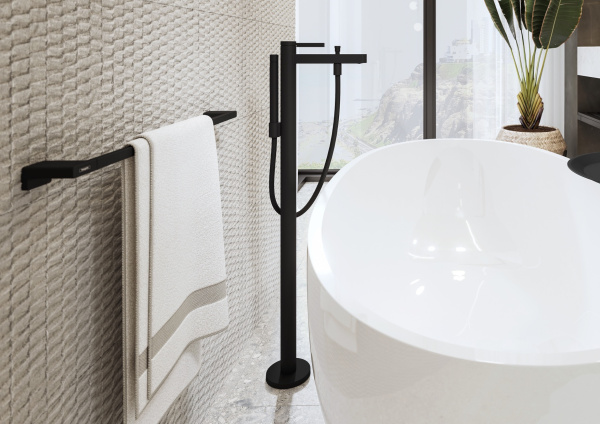 Смеситель для ванны напольный Hansgrohe Finoris 76445670 черный матовый