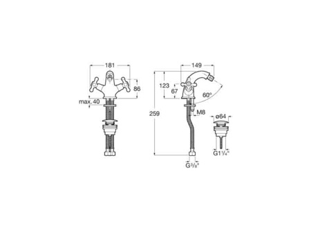 Смеситель для биде с донным клапаном Roca Carmen  5A6A4BC00