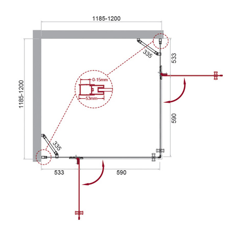 Душевой уголок (120х120) BelBagno KRAFT-A-22-120-C-Cr