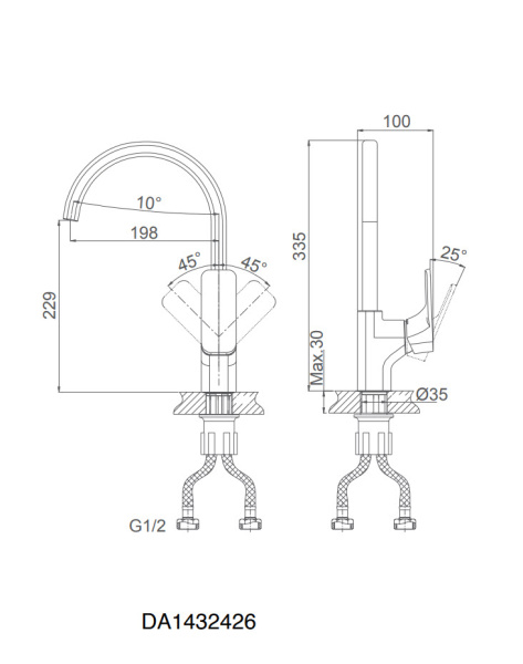 Смеситель для кухни D&K Berlin.Steinbeis (DA1432426) высокий белый матовый