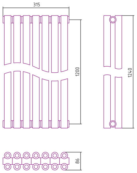 Полотенцесушитель Водяной Сунержа Эстет-00 (120х31) 7 секций Состаренная Латунь 051-0332-1207