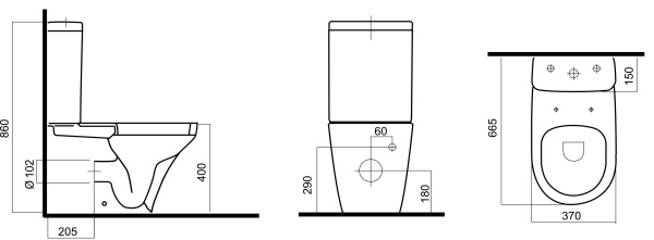 Унитаз-компакт, универсальный выпуск Am.Pm Inspire C508607WH