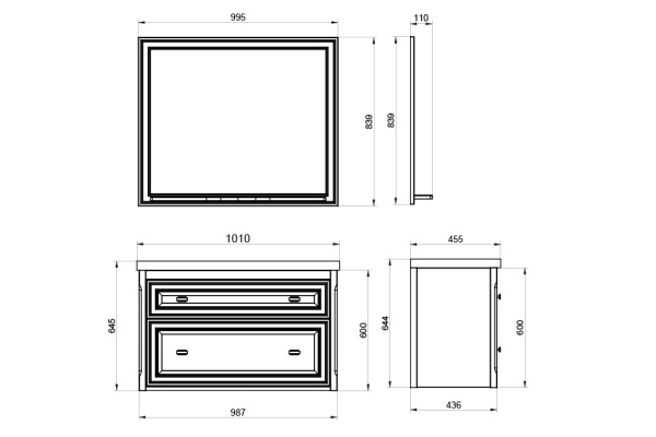 Зеркало (99х84)  ASB-Woodline Кастелло 100 12045 (синий)