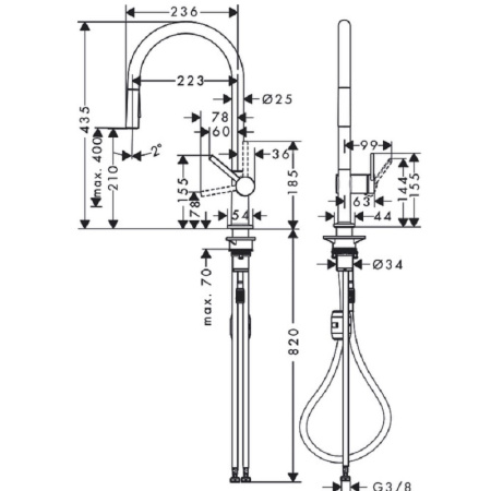 Кухонный смеситель Hansgrohe Talis 210 M54 72800000, хром