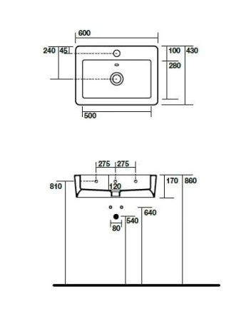 Раковина подвесная (60х43) Kerasan Ego 324201*1 белая 