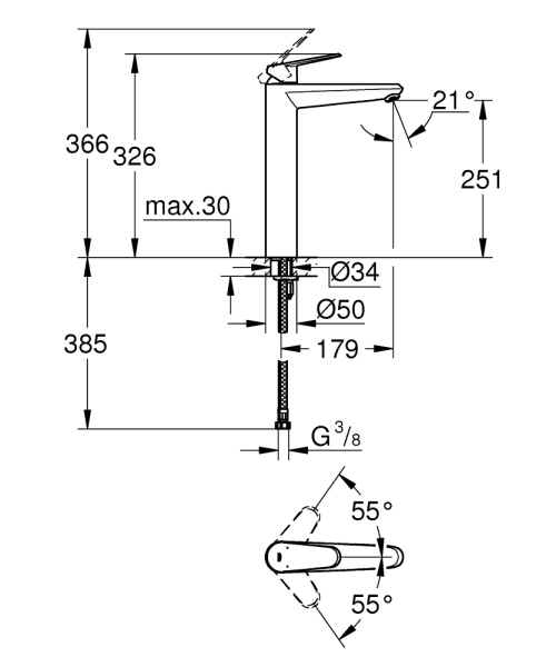 Смеситель для раковины однорычажный Grohe Eurodisc Cosmopolitan 23432 000 (23432000) хром