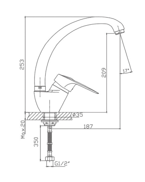Смеситель для кухни Cron CN4104-2 Смеситель для кухни Cron CN4104-2