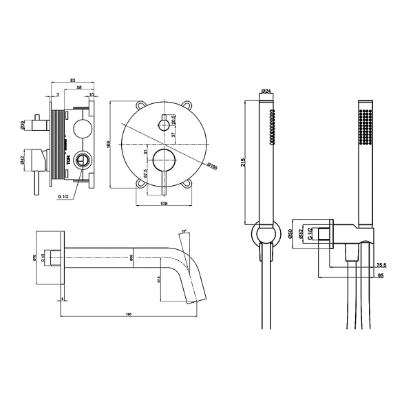 Душевой комплект Aquame AQM8406MB