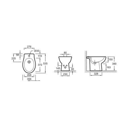 Биде напольное Jacob Delafon Patio EBB0002-00
