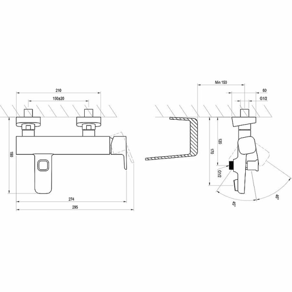Смеситель для ванны Ravak 10° TD 022.00/150 X070065 Смеситель для ванны Ravak 10° TD 022.00/150 X070065