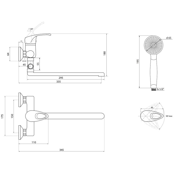Смеситель для ванны Славен Прораб  Р СЛ-ОД-Р31