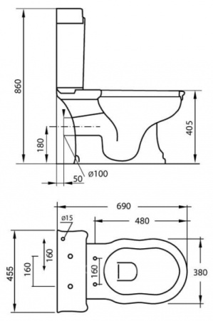 Бачок для унитаза Cezares Royal Palace CZR-012T