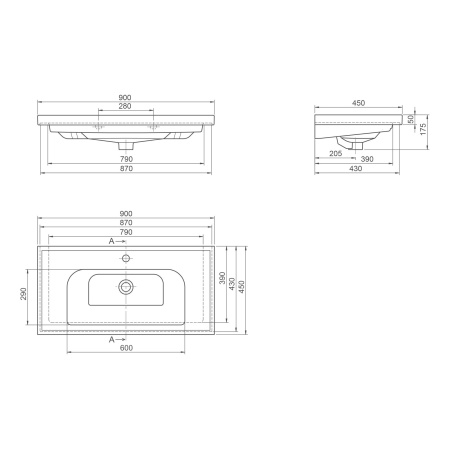 Умывальник мебельный Opadiris CeraStyle Frame 90 031300-u