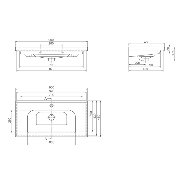 Умывальник мебельный Opadiris CeraStyle Frame 90 031300-u