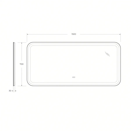 Зеркало (150х70) Cezares CZR-SPC-STYLUS-1500-700-TCH-WARM