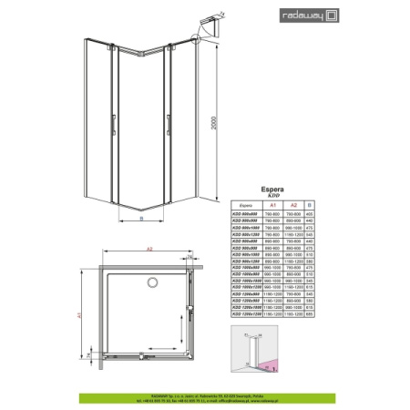 Левая часть душевой кабины Radaway Espera 380150-01L