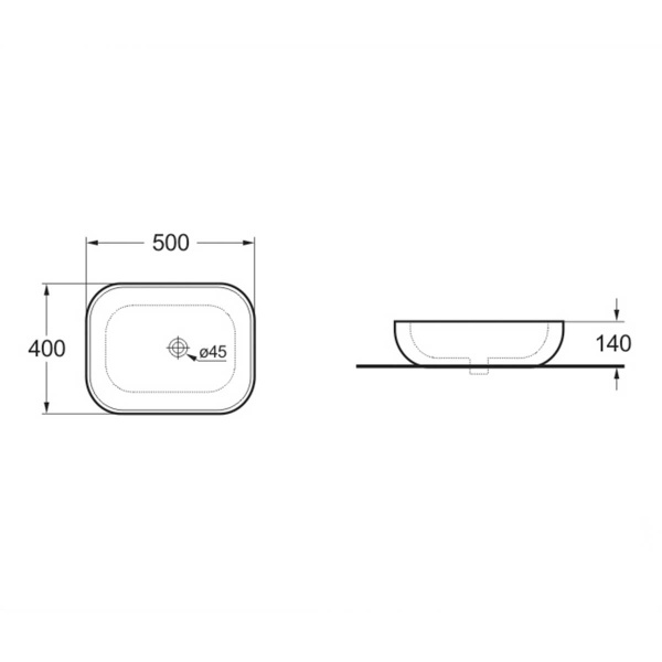 Раковина накладная (50х40) Vincea VBS-101MG матовый серый