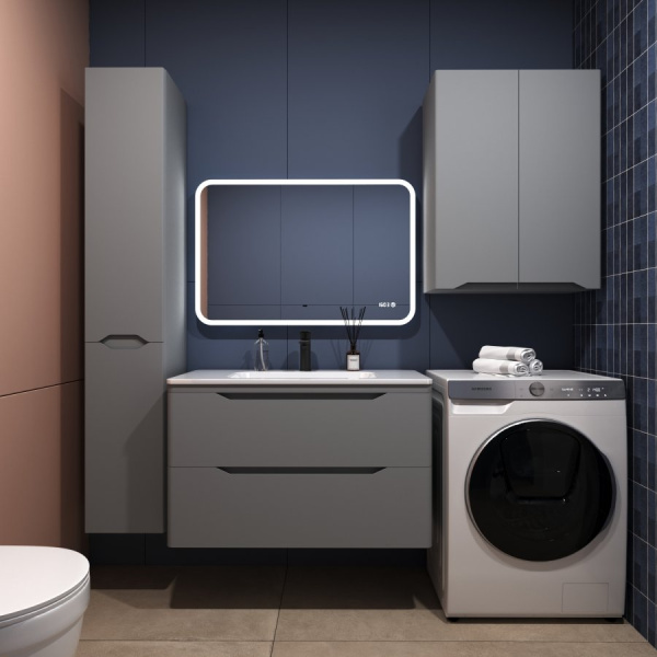 Тумба под раковину Style Line Марелла 90 Люкс Plus СС-00002415 серый матовый