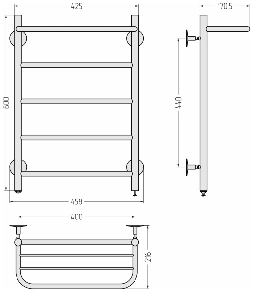 Полотенцесушитель Стилье Формат 3 (600х400) 00530-6040 правый