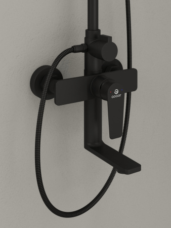 Душевая система смеситель с изливом Agger Brilliant A0393344 черный