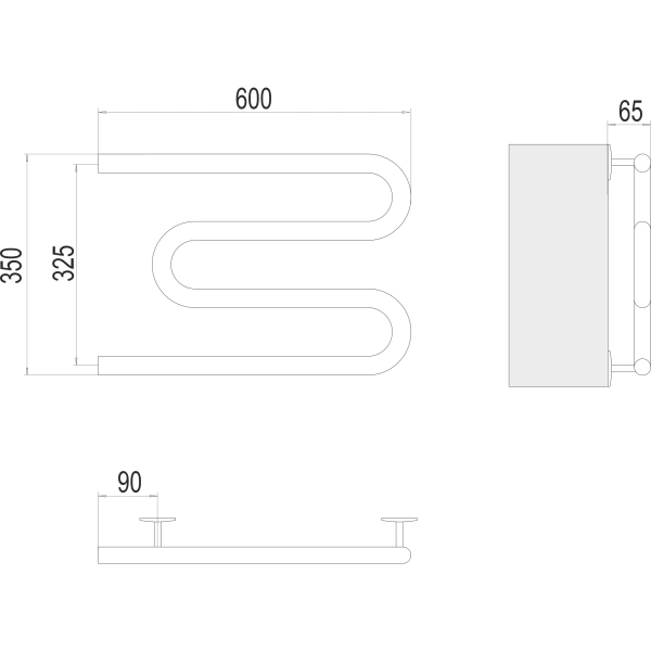 Полотенцесушитель электрический Terminus Электро 25 М-обр (600х350) 4620768883927