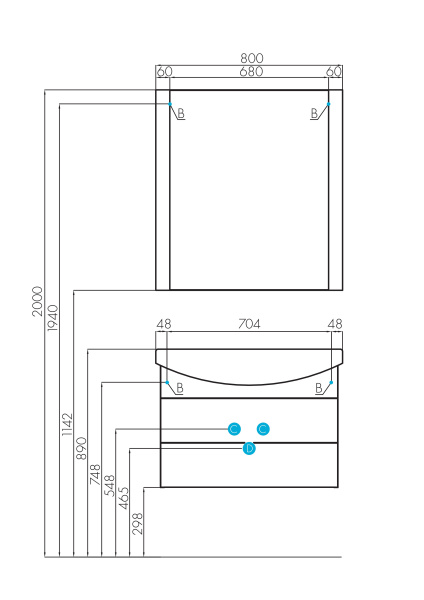 Тумба под раковину Aquaton Ария 80 М 1A140801AA430