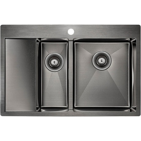 Кухонная мойка Paulmark  Liga PM227851-GMR вороненая сталь правая