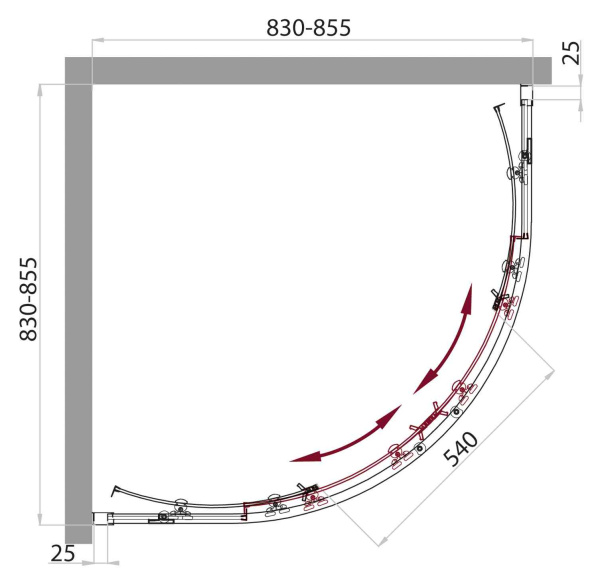 Душевой уголок (85х85) BelBagno SELA-R-2-85-C-Cr