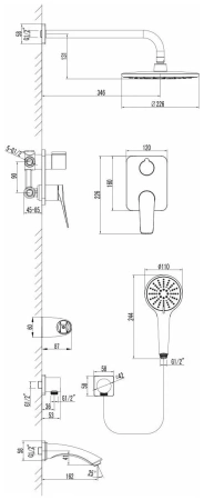 Душевая система Lemark Bronx (LM3722BL)