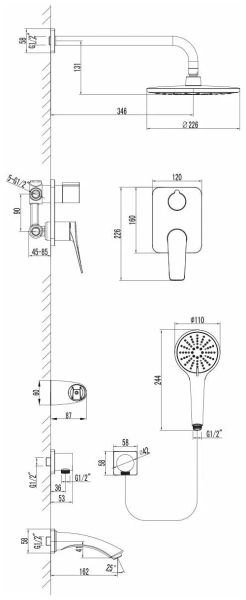 Душевая система Lemark Bronx (LM3722BL)
