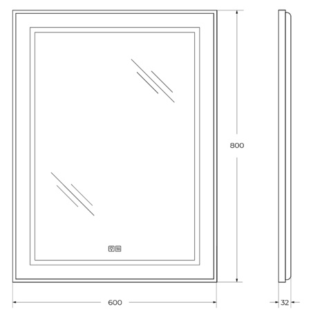Зеркало (60х80) BelBagno Kraft SPC-KRAFT-600-800-LED-TCH-WARM с подсветкой