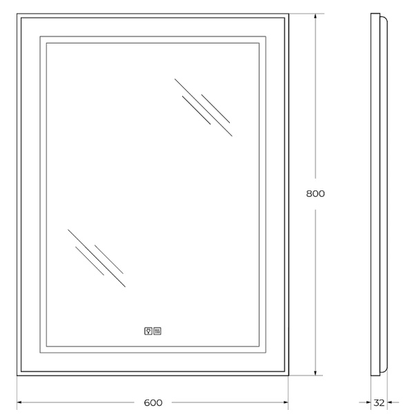 Зеркало (60х80) BelBagno Kraft SPC-KRAFT-600-800-LED-TCH-WARM с подсветкой