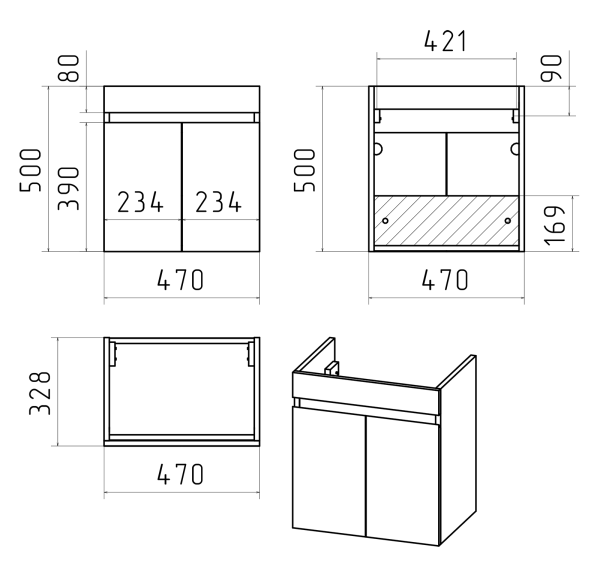Тумба под раковину Misty Ронда 50  П-Рон-01050-0521