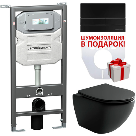 Комплект унитаза с инсталляцией Ceramicanova Metropol CN4002MB_1002B_1000