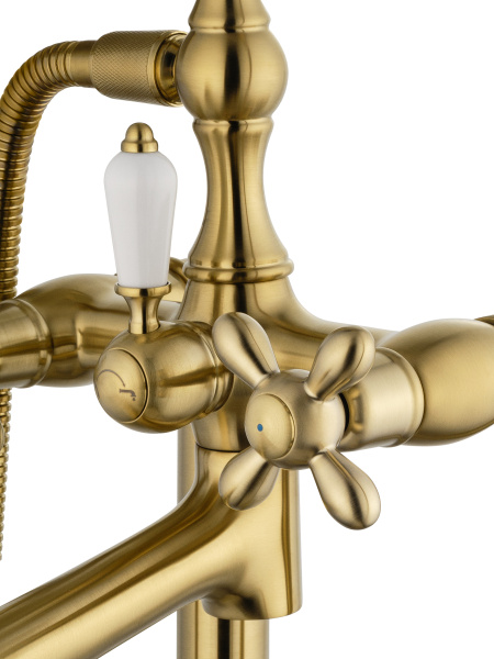 Смеситель для ванны напольного монтажа WONZON & WOGHAND RETRO, брашированное золото WW-88649020-BG