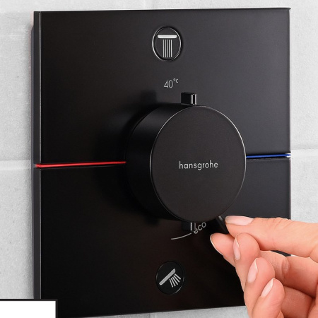 Термостат для душа на 2 потребителя Hansgrohe ShowerSelect Comfort E 15572670 черный матовый