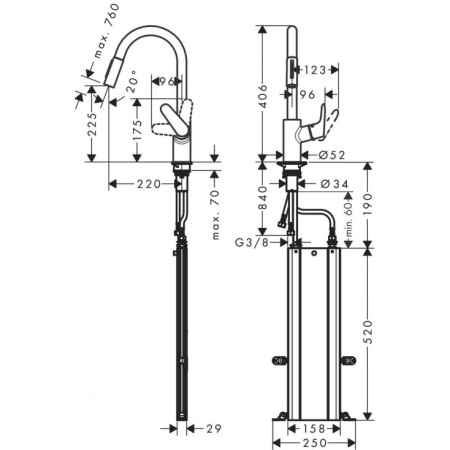 Смеситель для кухни Hansgrohe Focus M41 73895000, хром
