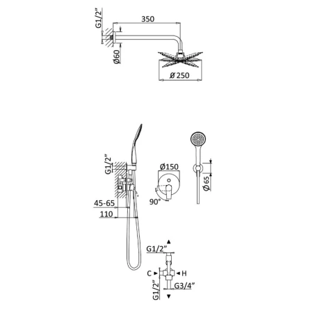 Душевой комплект Cezares Nautic NAUTIC-DSIP-SR
