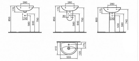 Раковина Vitra Norm Fit 6894B099-1776, 55 см