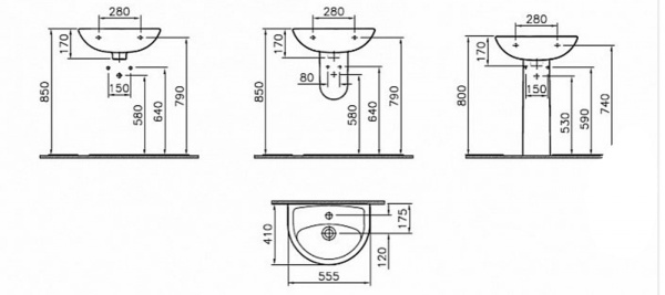 Раковина Vitra Norm Fit 6894B099-1776, 55 см