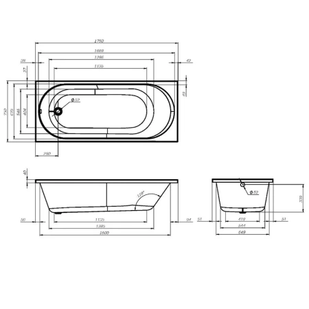 Акриловая ванна (170х75) AM.PM X-Joy W94A-175-075W-A белый