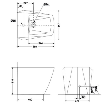 Биде напольное Toto Jewelhex BT681V#XW