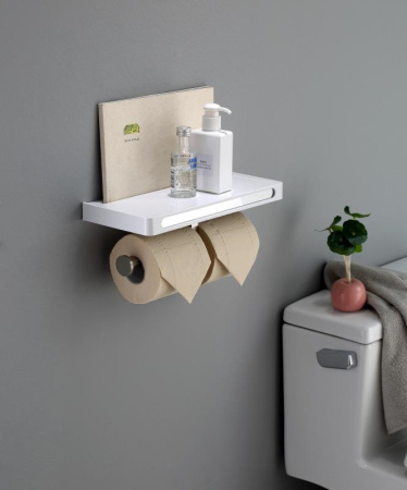 Бумагодержатель двойной с полкой, хром RUSH EDGE ED77143A