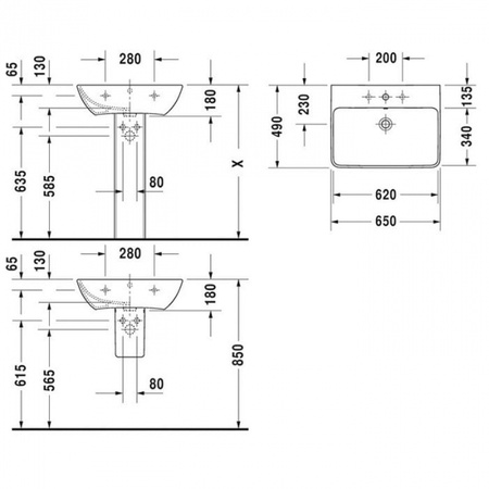 Раковина Duravit Me By Starck 2335650000 (65x49см)