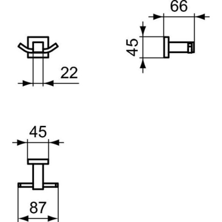 Двойной крючок для одежды, Ideal Standard IOM Square, E2193AA, хром