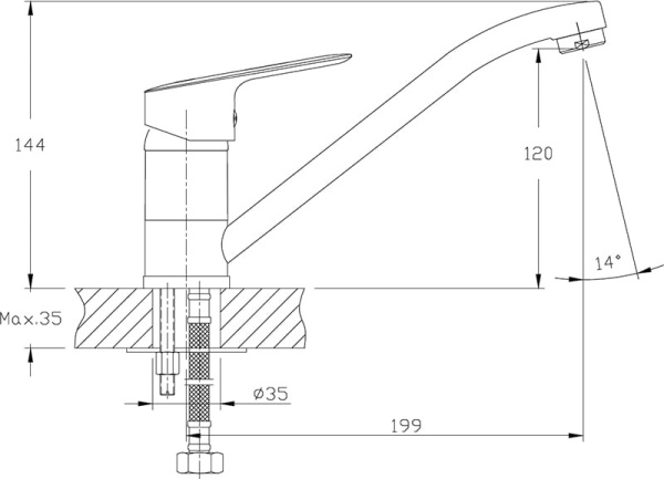 Смеситель для кухонной мойки RUSH Crete CR3535-25 Смеситель для кухонной мойки RUSH Crete CR3535-25