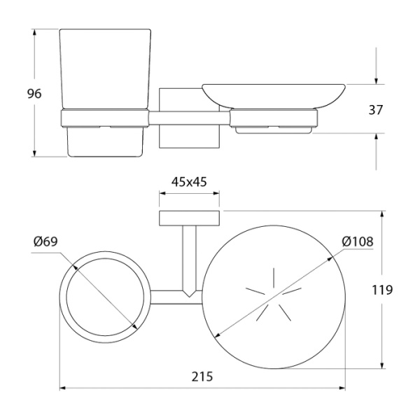 Подстаканник и Мыльница IDDIS Edifice матовое стекло латунь (EDIMBG0i57)