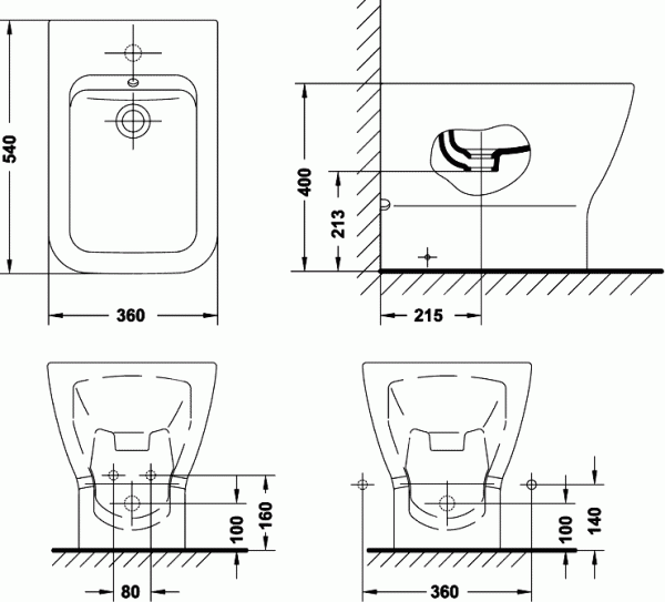 Биде напольное Gala Emma Square 27360
